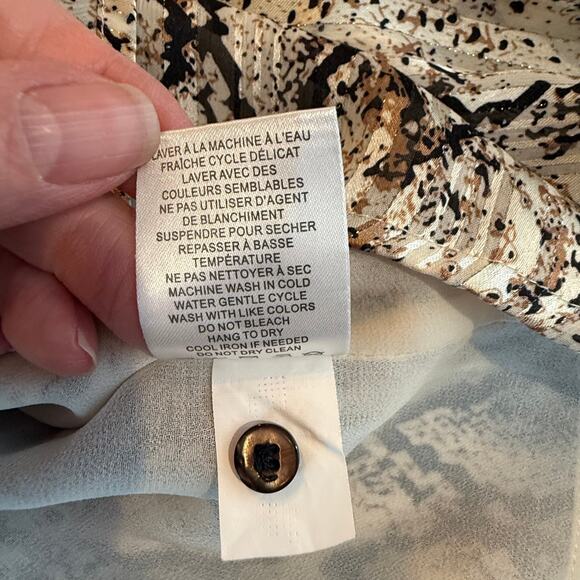 Joie Snakeskin Print Bow Blouse Women’s L Animal Print Top Boho Chic - Picture 5 of 9